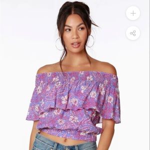 Bobi - Smocked Ruffle Tube Top Peri size small